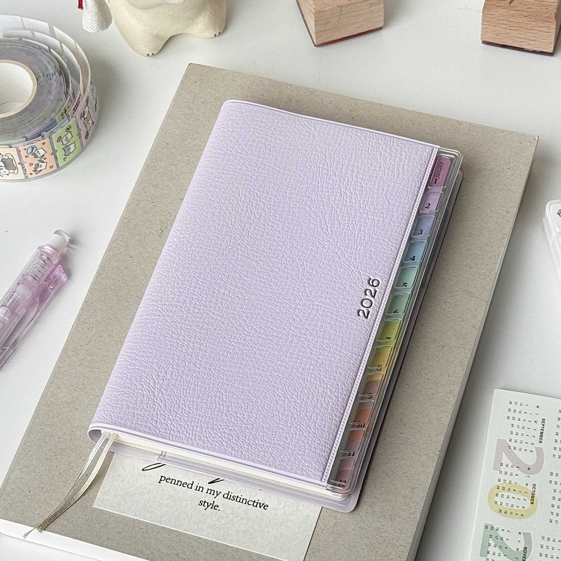 Soft Faux Leather Rainbow Planner – Minimal Pocket Notebook