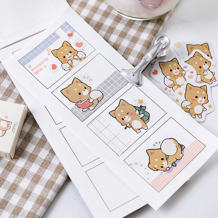 Cute Shiba Dog Stickers – Decorative Label Stickers for Journaling, Scrapbooking & DIY Crafts