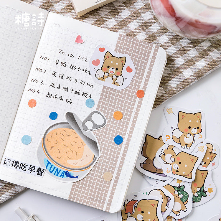 Cute Shiba Dog Stickers – Decorative Label Stickers for Journaling, Scrapbooking & DIY Crafts