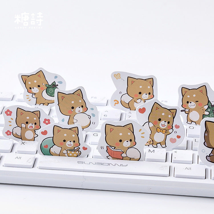 Cute Shiba Dog Stickers – Decorative Label Stickers for Journaling, Scrapbooking & DIY Crafts