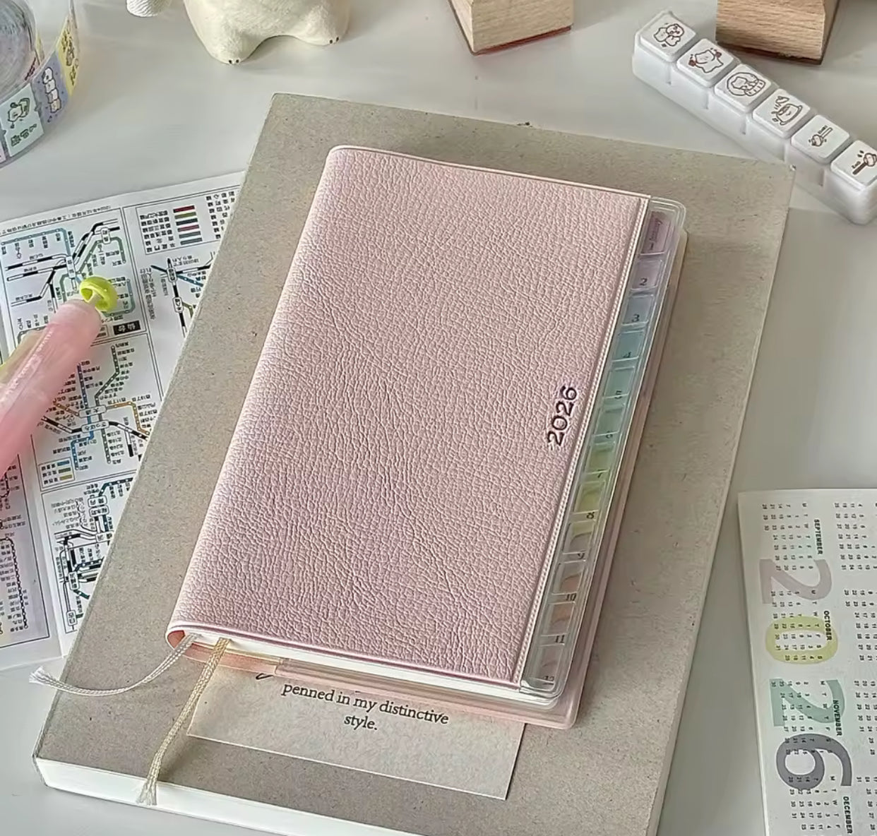 Soft Faux Leather Rainbow Planner – Minimal Pocket Notebook